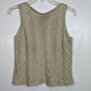 Weekend Max Mara Cream Tan Cable Knit Sleeveless Sweater Size S